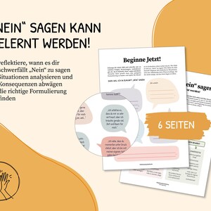Saying no autonomously, therapy, social work, setting boundaries, social skills, communicating needs, digital template, German image 3