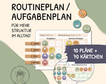 Routine plan with task cards, task plan, weekly plan, social work, residential group planner, evening routine, morning routine for children, cleaning plan
