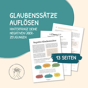 Overcoming negative beliefs, recognizing belief patterns, negative thoughts, therapy, negative thoughts, workbook, self-help, German, PDF