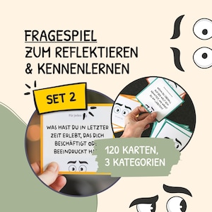 Fragekarten, Spiel, Reflexionskarten, Therapiekarten, Gesprächskarten, Kennenlernspiel, Reflexionsspiel, Soziale Arbeit, deutsch, PDF