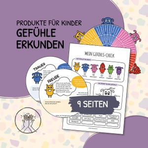 Understanding feelings, children's feelings wheel, exploring emotions, children's templates, mental health, worksheets for children, reflection, PDF, German
