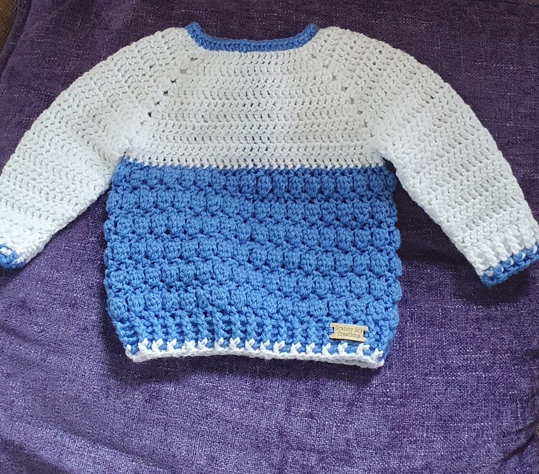 Hand Crochet Baby Boy Jumper Etsy
