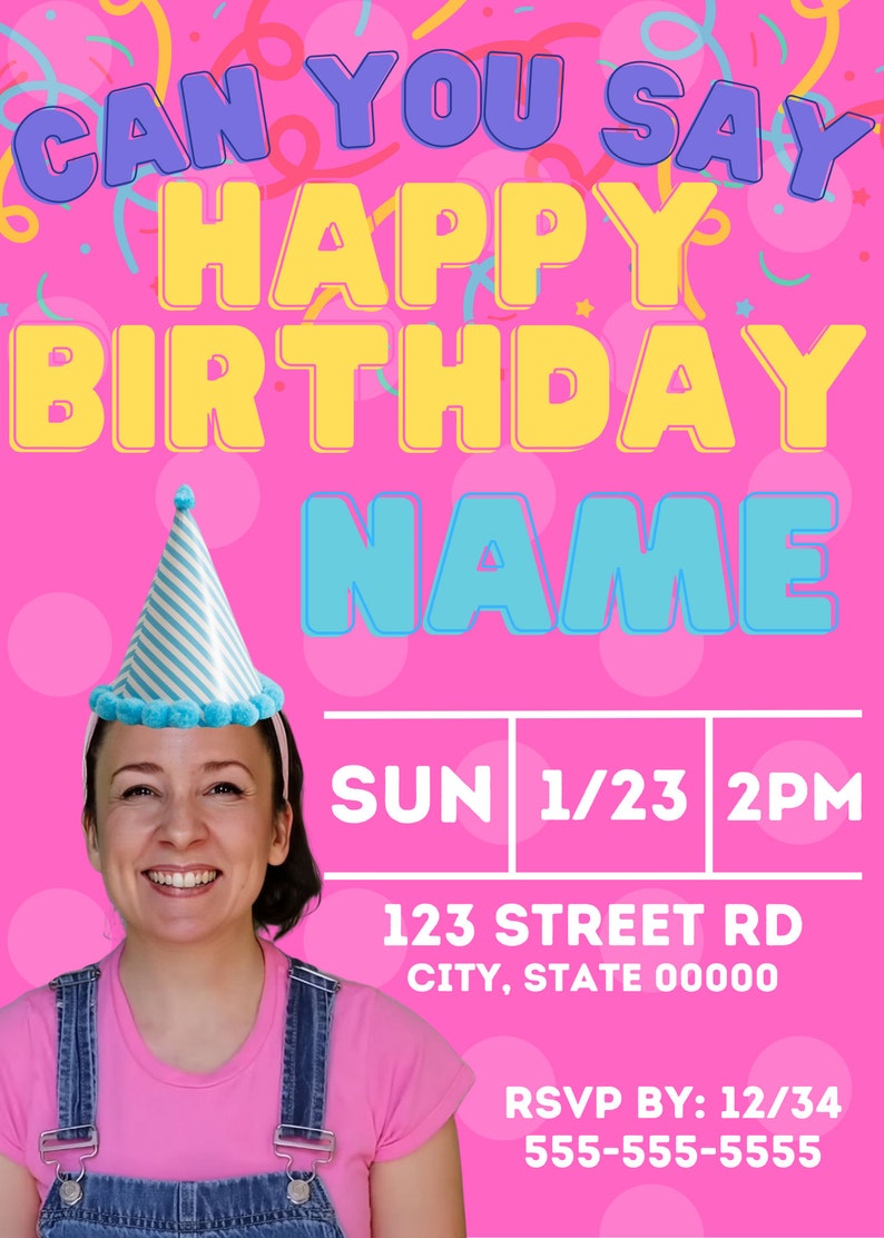 Ms Rachel Birthday Party Invitation, Editable Birthday Invitation