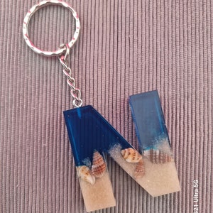 Pendant sea, maritime, shells, epoxy resin, letters