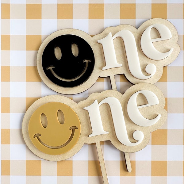 Smiley One Cake Topper, First Birthday, Smiley Faces, One Happy Dude, One Cool Dude