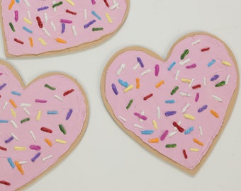 6 Inch Pink Heart Sugar Cookie Magnet Art | Hand Painted | 3-D Acrylic | Always One Of A Kind