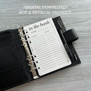 In The Bank Dashboard for A6 Personal Binders | DIGITAL DOWNLOAD | NOT Physical Product