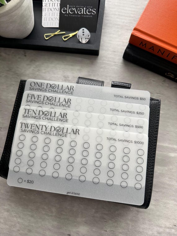 A6 Savings Challenge Set: Matte Laminate Trackers - Minimalist Budgeting
