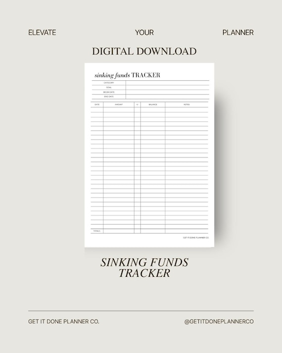 A5 Sinking Funds Tracker Sheet: Printable Budget Template (PDF File)