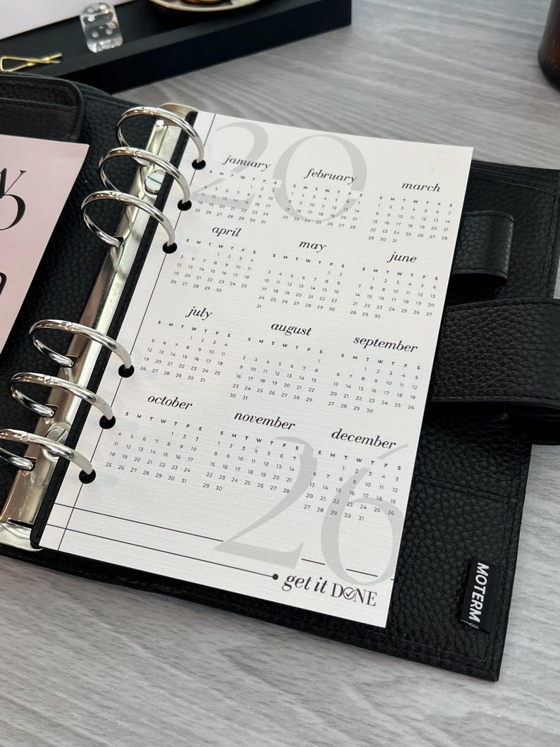 2026 Year at a Glance Calendar | A6 Personal Dashboard | Linen Paper ...