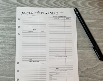 Plantilla de planificación de nómina A5: Hoja de presupuesto imprimible (archivo PDF)