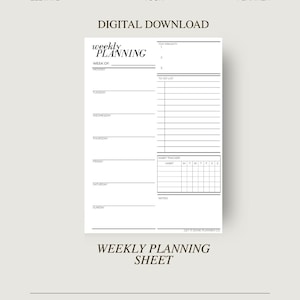 Minimal Weekly Planning Template | A5 Printable Planner Insert | Digital Download | Habit Tracker & To-Do List