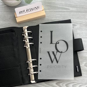 Low Priority Dashboard – A6 Personal Size, Matte Vellum | Blush & Breeze Collection