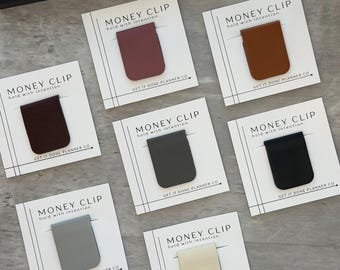 Vegan Leather Magnetic Money Clip | Cash Stuffing, Planner Bookmark (7 Colors)