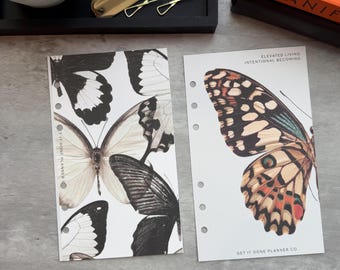 Butterfly Planner Dashboard | Luxe Linen Paper | A6 Size | Quote or B&W Cluster