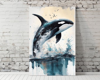 whales art, orca painting, orca whale, killer whale, orca whale print, whale watercolor, whale painting, whale drawing