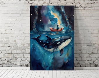 Orca Painting, Orca Print Watercolor Painting, Whale Painting, Whale Watercolor, Killer Whale, Whale Nursery, Whale Print, Ocean Nursery Art