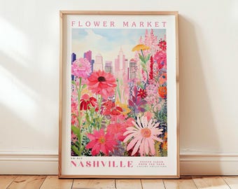 Nashville Market Prints, Flower Prints, Romantic Art, City Prints, Travel Art Prints, Botanical Prints, Floral Print, Wall Art