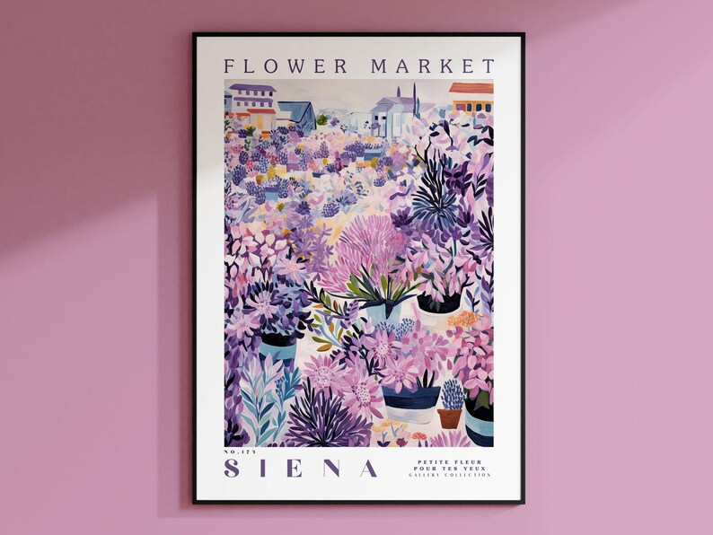 Flower Market Poster, Italy Travel Poster, Flower Art Print, Botanical