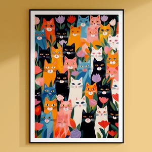 Art for pet lovers, Cat wall art, Cozy cat decor, Cute animal poster, Funny cat poster, Minimalist Cat Illustration, Gifts for Cat Lovers