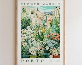 Porto, Flower Market Prints,  Flower Prints, Romantic Art, City Prints, Travel Art Prints, Botanical Prints, Floral Print, Wall Art