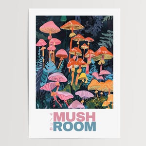 Mushroom Prints, Mushroom Poster, Mushroom Illustrations, Mushroom Decor, Botanical Prints, Vintage Mushroom, Mushroom Wall Art, Retro Art