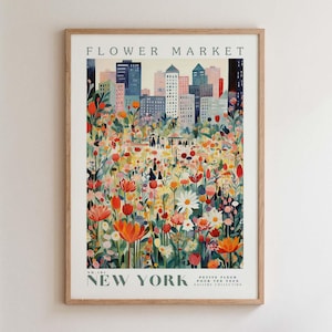 New York, Flower Market Prints,  Flower Prints, Romantic Art, City Prints, Travel Art Prints, Botanical Prints, Floral Print, Wall Art