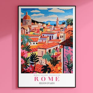 Rome Travel Print, Rome Art Print, Italy Art Print, Roma Print, City Poster, Italy Poster, Travel Gift, Travel Poster, Europe Print, Red
