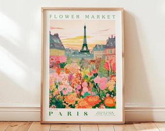 Paris, Flower Market Prints,  Flower Prints, Romantic Art, City Prints, Travel Art Prints, Botanical Prints, Floral Print, Wall Art