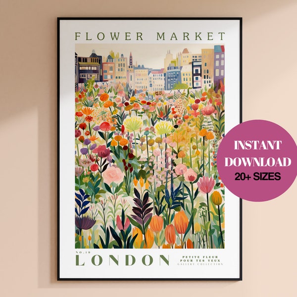 London Flower Market Print Instant Download Botanical Wall Art London Custom Travel Art, London City Poster London Travel Art, Digital Print