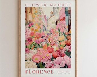 Florence, Flower Market Prints,  Flower Prints, Romantic Art, City Prints, Travel Art Prints, Botanical Prints, Floral Print, Wall Art