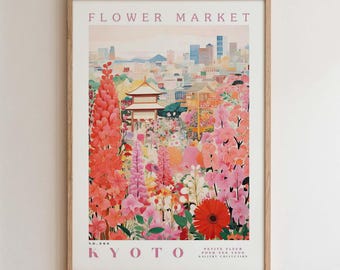 Kyoto, Bloemenmarktafdrukken, Bloemenprints, Romantische kunst, Stadsafdrukken, Reiskunstafdrukken, Botanische prenten, Bloemenprint, Kunst aan de muur, Bloemenprint, Bloemenprint