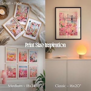 The image is a collage of four different print sizes and styles, including a small print size of 11x14, a medium print size of 18x24, a classic print size of 16x20, and a small print size of 18x24.