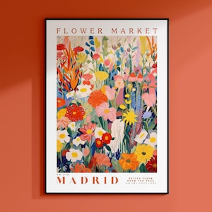Flower Market Print, City Print, Travel Poster, Botanical Prints, Floral Print, Flower Art, Flower Print, Madrid Poster, Spain Poster
