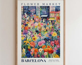 Barcelona, Flower Market Prints,  Flower Prints, Romantic Art, City Prints, Travel Art Prints, Botanical Prints, Floral Print, Wall Art