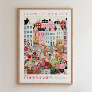 Copenhagen  Flower Market Prints, Flower Prints, Romantic Art, City Prints, Travel Art Prints, Botanical Prints, Floral Print, Wall Art