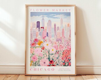 Chicago Market Prints, Flower Prints, Romantic Art, City Prints, Travel Art Prints, Botanical Prints, Floral Print, Wall Art
