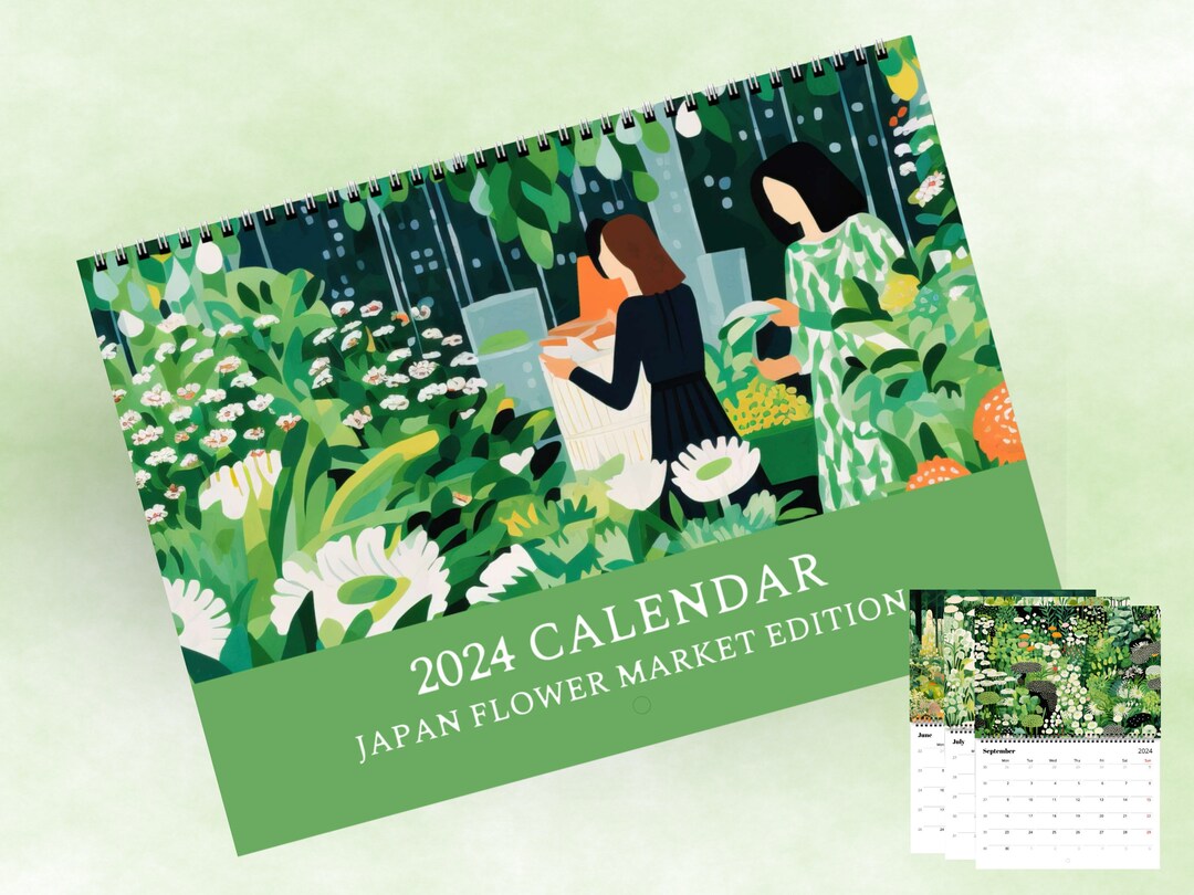 2024 Wall Calendar, Wall Calendar Art, Flower Market Calendar, 12 Month
