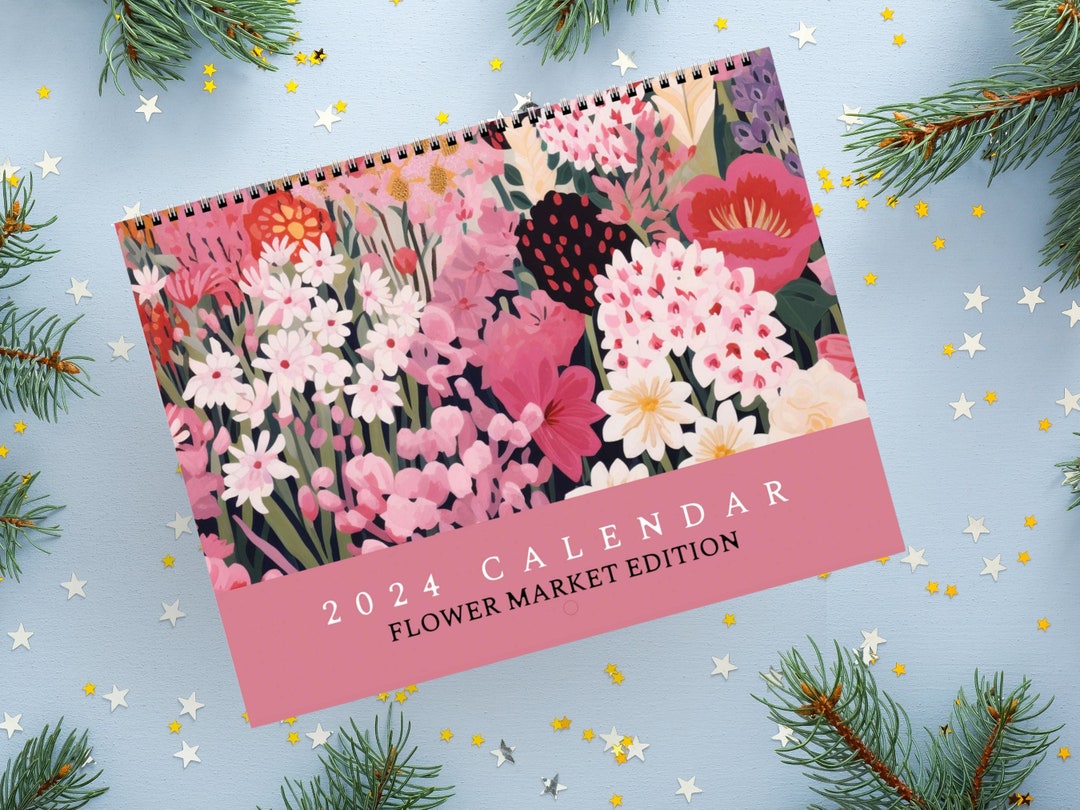 2024-wall-calendar-wall-calendar-art-flower-market-calendar-12-month