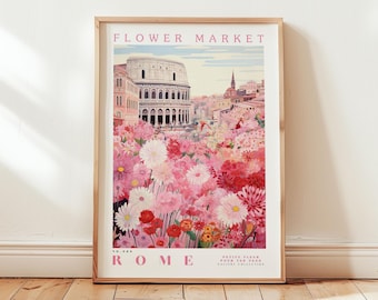 Rome, Flower Market Prints,  Flower Prints, Romantic Art, City Prints, Travel Art Prints, Botanical Prints, Floral Print, Wall Art