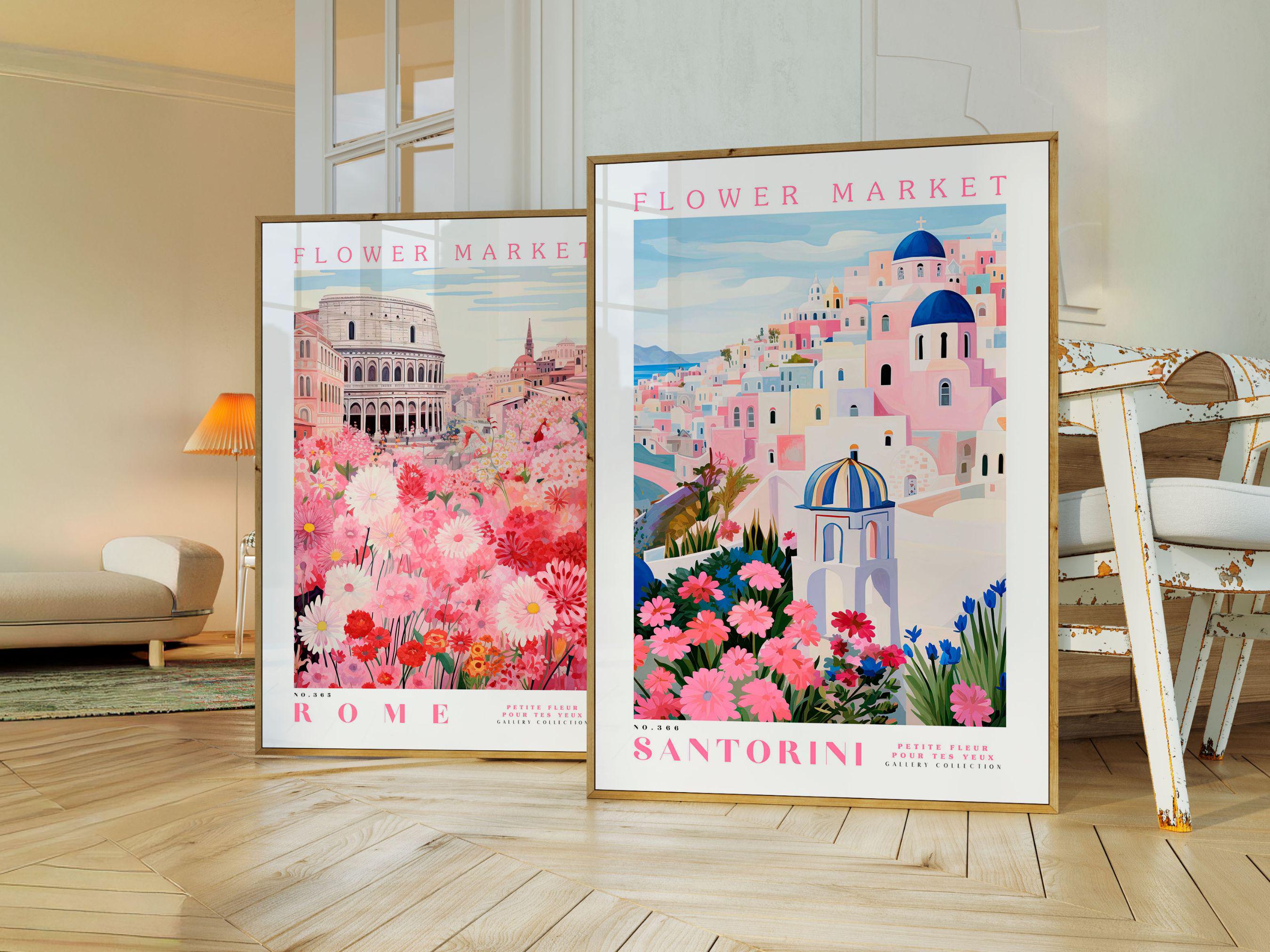 Set of 3 Prints - Flower Market Wall Art – Romantic Floral Art - City ...