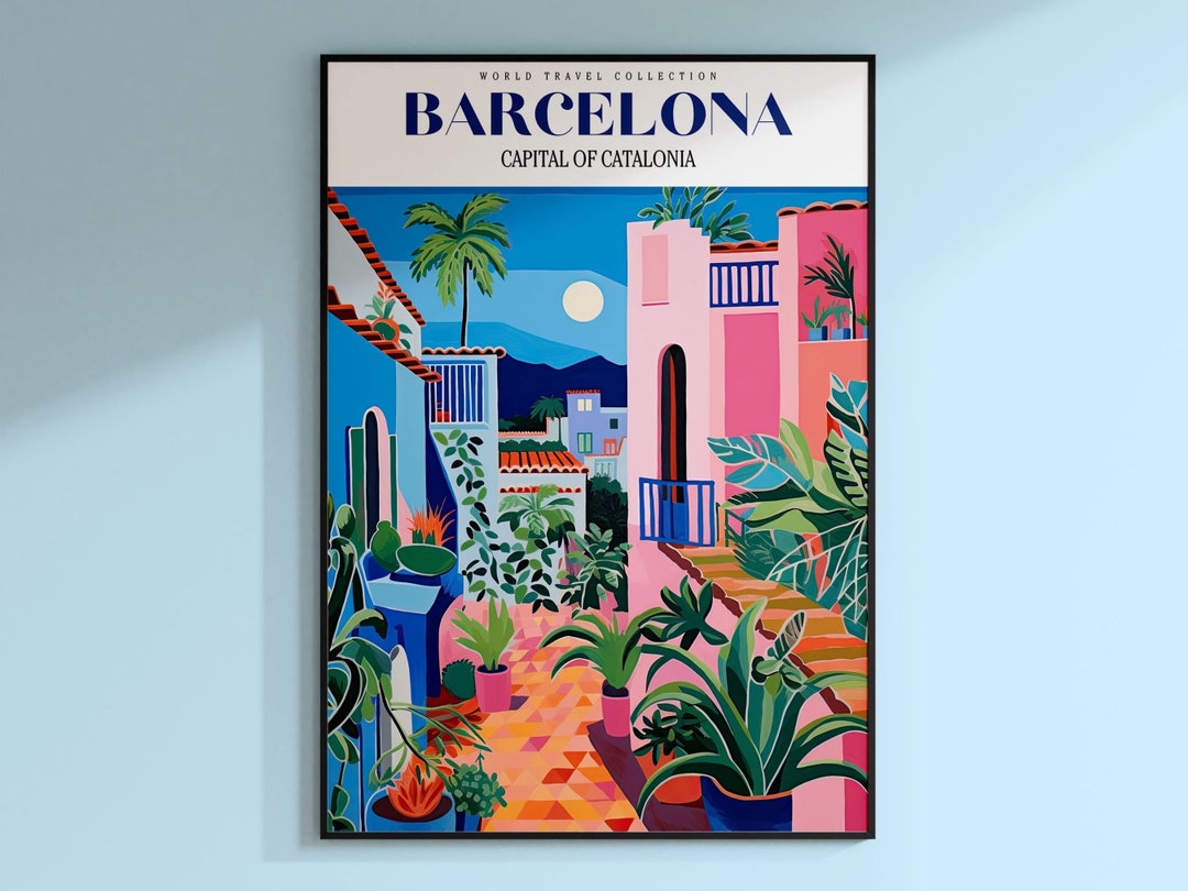 Barcelona Travel Poster, Barcelona Poster, Europe Print, Spain Art