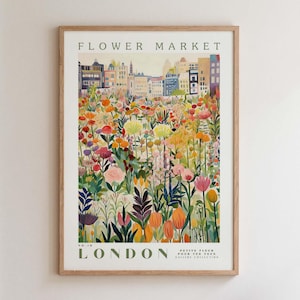 London, Flower Market Prints,  Flower Prints, Romantic Art, City Prints, Travel Art Prints, Botanical Prints, Floral Print, Wall Art