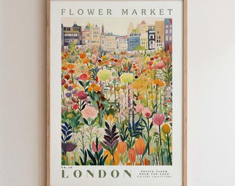 London, Flower Market Prints,  Flower Prints, Romantic Art, City Prints, Travel Art Prints, Botanical Prints, Floral Print, Wall Art