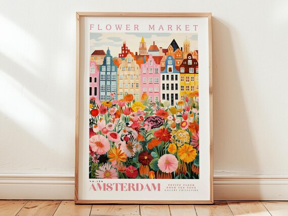 Amsterdam Flower Market Wall Art – Romantic Floral Art - City Art Print