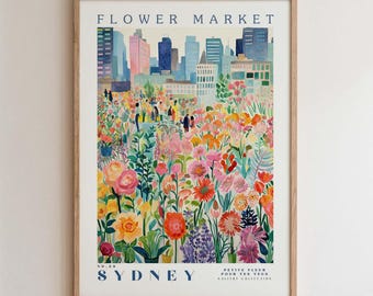 Sydney, Flower Market Prints,  Flower Prints, Romantic Art, City Prints, Travel Art Prints, Botanical Prints, Floral Print, Wall Art