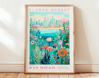 San Diego Market Prints, Flower Prints, Romantic Art, City Prints, Travel Art Prints, Botanical Prints, Floral Print, Wall Art