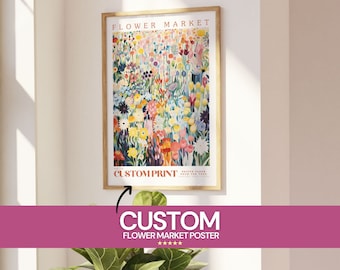 Custom Flower Market, Custom Poster Print, Floral wall Art, Personalized Gift, Botanical Poster, Flower Market Print, Flower Art Prints