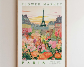 Paris, Flower Market Prints,  Flower Prints, Romantic Art, City Prints, Travel Art Prints, Botanical Prints, Floral Print, Wall Art