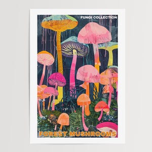 Mushroom Prints, Mushroom Poster, Mushroom Illustrations, Mushroom Decor, Botanical Prints, Vintage Mushroom, Mushroom Wall Art, Retro Art